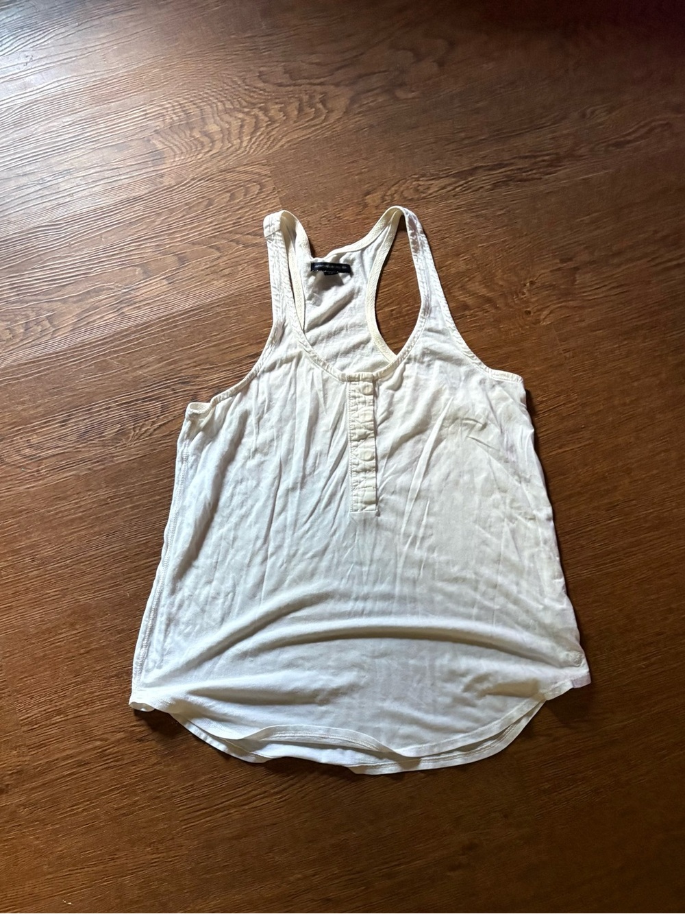 American Eagle Outfitters Cream Racerback Henley Tank